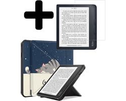 Hoes Geschikt voor Kobo Libra 2 - E-reader Bescherm Hoesje Case Sleep Cover Trifold Met Screenprotector - Hoes Geschikt voor Kobo Libra 2 Hoesje - Kat