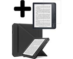 Hoes Geschikt voor Kobo Libra 2 - E-reader Bescherm Hoesje Case Sleep Cover Trifold Met Screenprotector - Hoes Geschikt voor Kobo Libra 2 Hoesje - Zwart