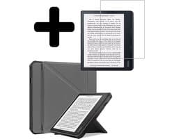 Hoes Geschikt voor Kobo Sage - E-reader Bescherm Hoesje Case Sleep Cover Trifold Met Screenprotector - Hoes Geschikt voor Kobo Sage Hoesje - Grijs