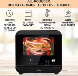 Klarstein 18 L Heteluchtfriteuse, Airfryer met Stoom- en Droogfunctie, Snelle XXL Heteluchtfriteuse, Timer, 10 Programma’s, Airfryer voor Heteluchtfrituren, 2450 W Heteluchtfriteuse zonder Vet — thumbnail 4
