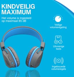 JLAB Jbuddies kinder Koptelefoon Draadloos – Koptelefoon kinderen geluidsdempend – Gehoorbescherming kinderen – Volumelimiet 84 dB – 24 uur batterijduur – Bluetooth - Grijs/Blauw — thumbnail 8