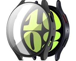 Strap-it Hard case hoesje met glas - geschikt voor Samsung Galaxy Watch 6 44mm - zwarte hoes met screenprotector