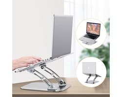 Laptop Standaard - Verstelbaar en Draagbaar - Laptop Verhoger met Koeling - Geschikt voor Macbook/iPad - Ergonomisch - 4.0 tot 17 Inch - Zilver Aluminiumlegering
