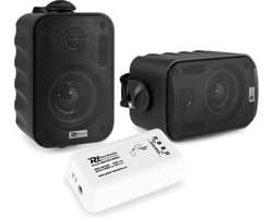 Buiten speakers - Power Dynamics BT10 versterker met Bluetooth en 3'' zwarte speakers