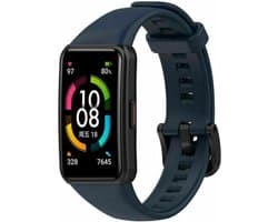 Siliconen Smartwatch bandje - Geschikt voor Huawei Band 6 siliconen bandje - donkerblauw - Strap-it Horlogeband / Polsband / Armband