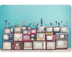 Muismat 27x18 cm - Mousepad Televisie - Microfoon - Vintage - Muismatten