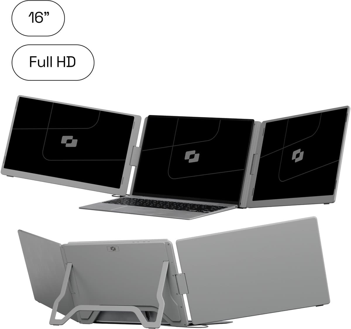Screenmate® OneCable Portable Monitor 16” - Draagbare Monitor met Beschermhoes - Extra Scherm Laptop - Draagbaar Beeldscherm - Grijs — afbeelding 1