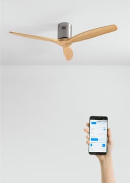 CREATE - Plafondventilator 40W silent 100% hout (Ø132cm) (ruimtes 10m²-25m²) - Nikkel / Licht hout - Geen licht - WIFI + Afstandsbediening - WIND CALM NATURAL WOOD — thumbnail 1