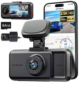 Redtiger A6 3CH 2K Touch Wifi Gps 64gb dashcam - Camera voor + achter + interieur - Wifi en Gps - Parkeermodus - 3,0 inch Lcd - 2.5K + Full HD resolutie - 64gb Micro SD kaart - dashcam voor auto — thumbnail 1