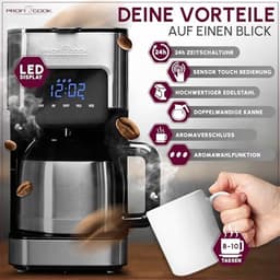 Koffiezetapparaat 8-10 Kopjes met Timer en Sensor Touch Bediening — thumbnail 4