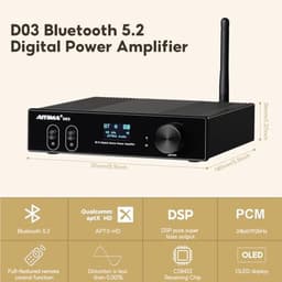 Bluetooth 5.0 150W HiFi 2.1 Digitale Geluidsversterker met USB DAC en OLED Display — thumbnail 5