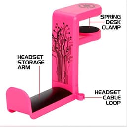 Hooftelefoonhouder voor PC Gaming - Onder Bureau Klem met 360 Draaibare Arm - Universele Hoofdtelefoonstandaard met Kabel Organizer — thumbnail 2