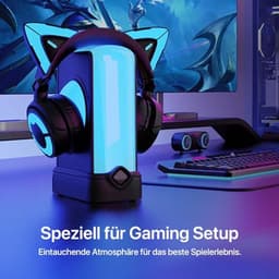 Kristallen Hoofdtelefoonstandaard 3-in-1 Multiport Dock met 10 Lichtmodi — thumbnail 4