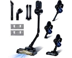 Saaf G90M Steelstofzuiger met Dweilfunctie - 8-delige set met Buigbare Steel - 26.5Kpa - Stofzuiger zonder Zak - 200W - Draadloos - Zwart