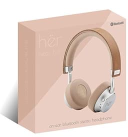 Draadloze on-ear Bluetooth hoofdtelefoon met microfoon, verstelbare beugel en draagtas - Beige/Nude — thumbnail 4