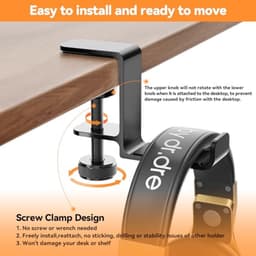 Hoofdtelefoon Hanger voor Onder Bureau - Ruimtebesparende Aluminium Hoofdtelefoonstandaard — thumbnail 2