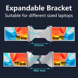 Fubzz Draagbare Monitor - 15 Inch Drievoudig Scherm - Laptopuitbreidingsscherm - 1920x1080 Resolutie - Eenvoudige Installatie - Zilver — thumbnail 2