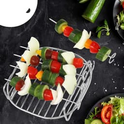 RVS Airfryer Grill - RVS Frituurrek -Vervangend Grillrek -Airfryer Accessoire - 20,5*14*8cm -Enkele grill - Stapelbaar Stoomrek -Geschikt voor keukengerei en grillen, frituren van voedsel - Zilver — thumbnail 7