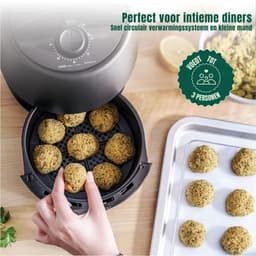 SCH® Mini airfryer - Airfryer - Airfryer klein - Zwart - 22cm x 28cm x 27cm — thumbnail 6