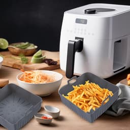 23cm Grote Airfryer Siliconen Mand Liner 9-inch XXL Airfryer Vorm Herbruikbare Vierkante Ovenbakplaat, Geschikt voorCosori Ninja 6-8QT — thumbnail 5