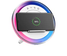 Crrynuo - Bluetooth Speaker - Draadloze Speaker - Multifunctionele LED Speaker - 1 Stuk - 4-In-1: Speaker + Nachtlamp + Oplader + Houder - Wit — thumbnail 1