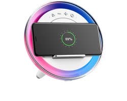 Crrynuo - Bluetooth Speaker - Draadloze Speaker - Multifunctionele LED Speaker - 1 Stuk - 4-In-1: Speaker + Nachtlamp + Oplader + Houder - Wit