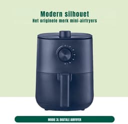 SCH® Mini airfryer - Airfryer - Airfryer klein - Blauw - 23cm x 29cm x 30cm — thumbnail 2