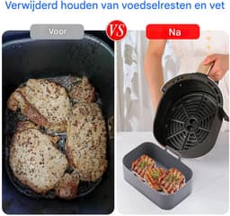 TuseRxln Luchtverwarming Bakpan - Silicone Linner - Dubbele Mand Met Handgrepen Voor Airfryer - 2 Stuks - Voor Gezond Bakken En Braden — thumbnail 5