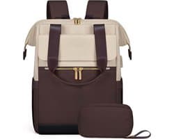 Rugzak Dames Laptop - Rugzak met Laptopvak 15.6 Inch- Reisrugzak Dames Waterdicht - Grote Handtas Rugzak Reizen - Schooltas Modern - Zakelijke Handbagage voor Reizen Vakantie Kantoor-Groot