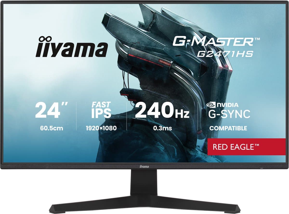 iiyama G-Master G2471HS-B1 Red Eagle - 24 inch - Full HD - IPS - 240 Hz - G-Sync compatible — afbeelding 1