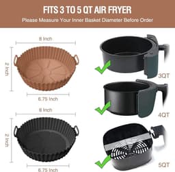 Daity 2 stuks Airfryer siliconen bakvorm, 8 inch Airfryer mandje, siliconen bakvorm, geschikt voor Airfryer oven, herbruikbare bakvorm ovenaccessoires (bruin, zwart) — thumbnail 4