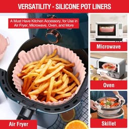 Daity 2 stuks Airfryer siliconen bakvormen, 8 inch Airfryer mandvoeringen, siliconen bakvormen, geschikt voor Airfryer oven, herbruikbare bakvormen ovenaccessoires (roze, grijs) — thumbnail 2