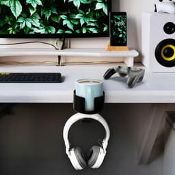 Allecto plus - Multifunctionele Bureau Bekerhouder en Hoofdtelefoon Standaard - 360° Roterende Bracket - Anti-knoei Cup Houder voor Computer of Gaming PC — thumbnail 5