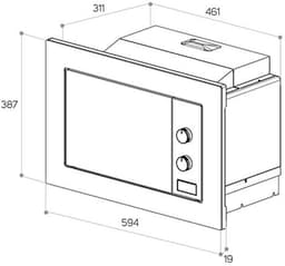 Inbouwmagnetron met Grillfunctie - 20 L, 800 W, 5 Standen, Moderne Installatie — thumbnail 2