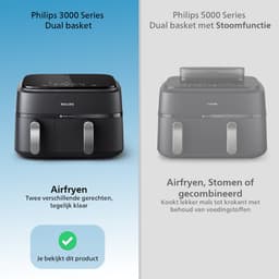 Philips 3000 Series Dual Airfryer - NA351/00 - Dubbele Mand - 9L - Tot 6 Personen - Zwart/Zilver — thumbnail 10