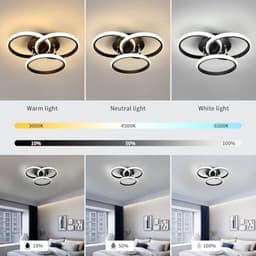 Dimbare LED-plafondlamp 40CM, 42W - Modern zwart met afstandsbediening — thumbnail 2