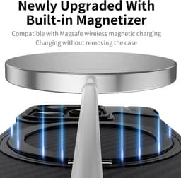 Geschikt voor Magnetische ringstandaard van koolstofvezel en aluminium Geschikt voor iPhone 14, 15, 16 Pro Plus Max — thumbnail 2
