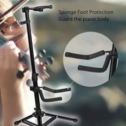 Violin stand, adjustable height violin stand with bow holder, aluminum alloy instrument stand ukulele stand with locking buckle on top — thumbnail 3