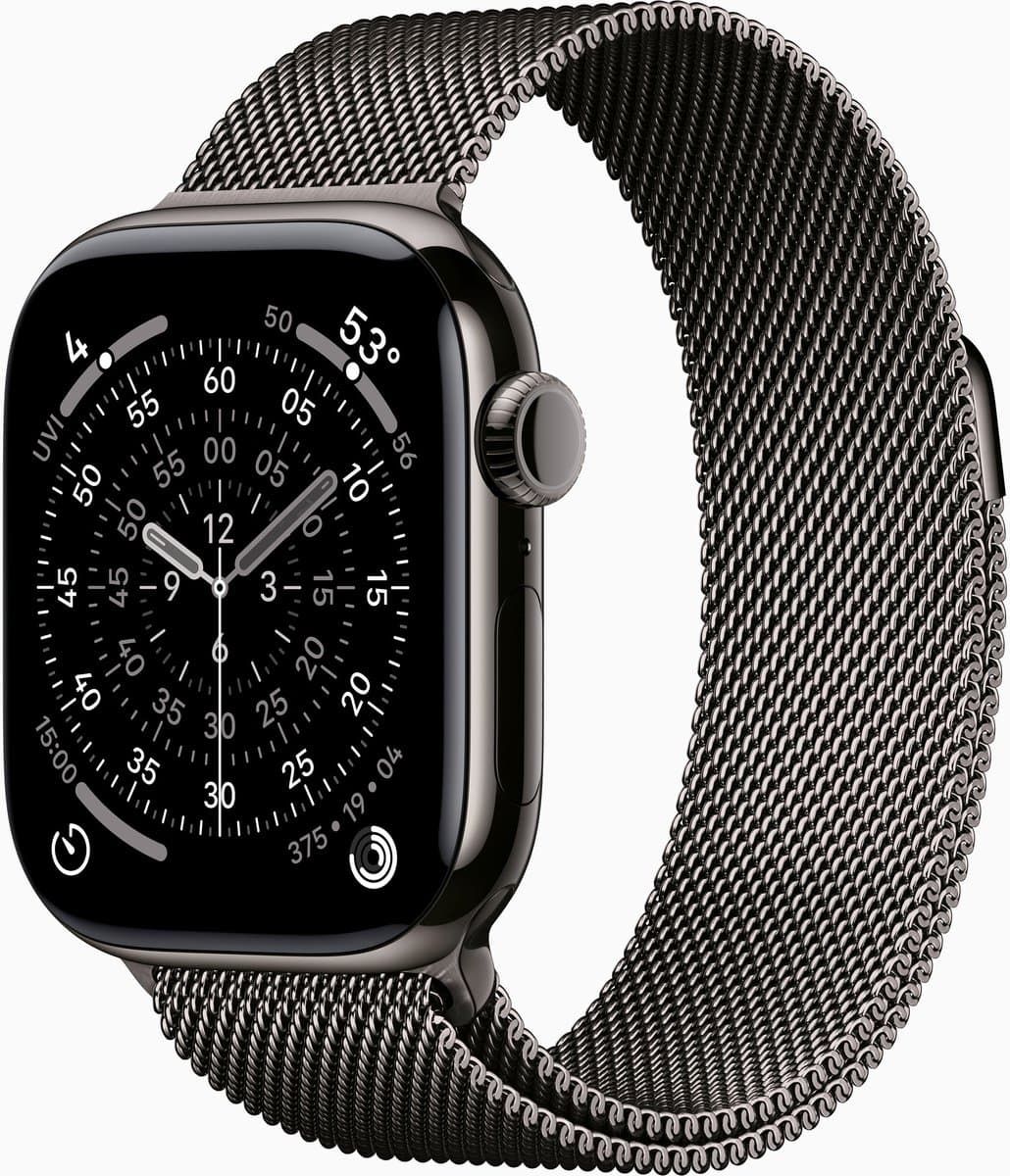 APPLE Watch Series 11 GPS + Cellular - 46mm Titanium Case - Milanese Loop S/M Smartwatch Slate — afbeelding 1