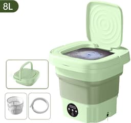 Opvouwbare mini wasmachine voor thuisgebruik, draagbare mini-opvouwbare wasmachine blauwlichtsterilisatie + grotere motor met afvoermand + afvoerslang — thumbnail 1