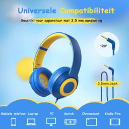 Koptelefoon kinderen met draad - Kinderkoptelefoon - Bedrade hoofdtelefoon - Veilig volume - School - Tablet - Laptop - Reizen - Muziek luisteren — thumbnail 4