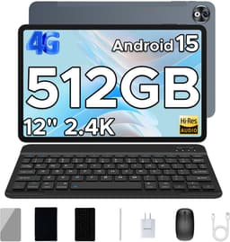 Doogee T40 Tablete Avec Clavier 8GB RAM+512GB ROM (TF 2TB) Helio G99 Batterij 8580mAh 11 "2.5K Android 15 Face ID Dual 4G LTE,Grijs — thumbnail 1