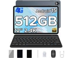 Doogee T40 Tablete Avec Clavier 8GB RAM+512GB ROM (TF 2TB) Helio G99 Batterij 8580mAh 11 "2.5K Android 15 Face ID Dual 4G LTE,Grijs