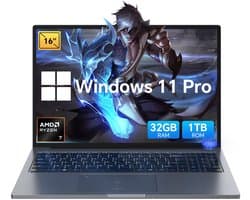 Blackview GamiBook 8 Gaming Laptop - 16 inch Full HD - 32 GB RAM - 1 TB SSD - AMD Ryzen™ 7 7735HS - Tot 4,75 GHz - WiFi 6 - Windows 11 Pro Notebook - UHD Graphics - Grijs