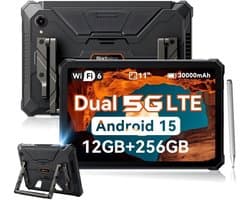 Blackview Active 12 Pro 5G Outdoor Tablet - 11 inch - 36 GB + 256 GB 30000 mAh 120 W snel opladen IP68 waterdicht 108 MP + 50 MP Dual SIM - Zwart