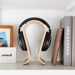 Headset Standaard - Koptelefoonhouder - Houten - Koptelefoon Haak - Hoofdtelefoon Hanger - Opbergrek - voor Alle Koptelefoonformaten - 155*100*255mm - Bruin — thumbnail 4
