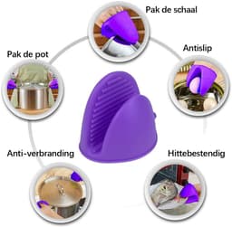 Siliconen Ovenwant Hittebestendig – 1 Stuks Paarse Mini Ovenwanten | Pannenlap, Grill & Airfryer Handschoen | BPA-vrije Siliconen Pothouder voor Keuken & BBQ - ANMI — thumbnail 4