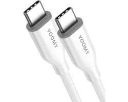 Voomy USB C Kabel 60W - 1 Meter - USB-C naar USB-C Oplaadkabel - Fast Charging - Universeel - Geschikt voor Telefoon, Laptop en Tablet - Wit
