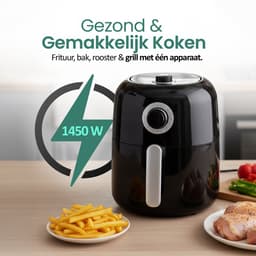 Emerio Airfryer - Heteluchtfriteuse - 3.2L - 1450W - Regelbare Thermostaat 80-200ºC - Timer functie 30 min - Cool Touch - Snelle Opwarmfunctie - AF-125770 Zwart — thumbnail 5