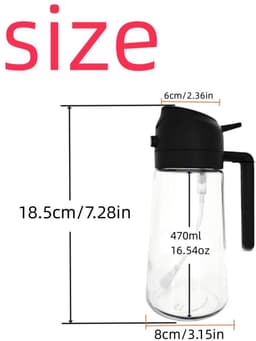Olie spray fles - olijfolie sprayfles - olie spuitfles - keuken oliefles - keuken gadget - geschikt voor airfryers, salades en barbecues (470 ml - zwart) — thumbnail 2